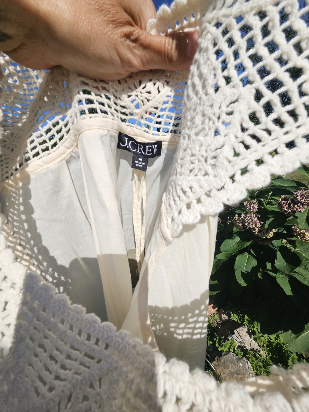 J. Crew Cream Crochet-trim dress NWT 100% organic cotton Size M - Picture 2 of 2